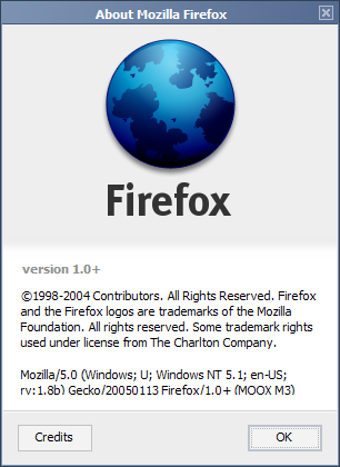 Mozilla/5.0 (Windows; U; Windows NT 5.1; en-US; rv:1.8b) Gecko/20050113 Firefox/1.0+ (MOOX M3)